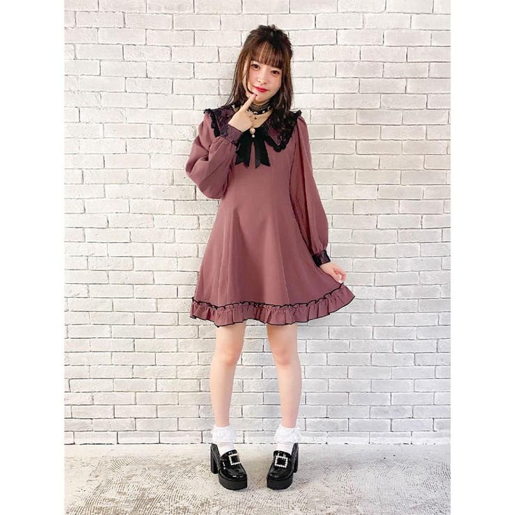 セーラー衿レースアップワンピース[品番：RJTW0000760]｜ROJITA