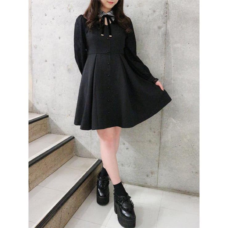 ROJITA ファーショルダーレース切替ワンピース ブラック ファーショルダーレース切替ワンピース | Rlab store