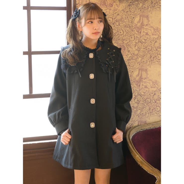 りあ　コート ROJITA コート アウター フェザーレースリボン衿コート