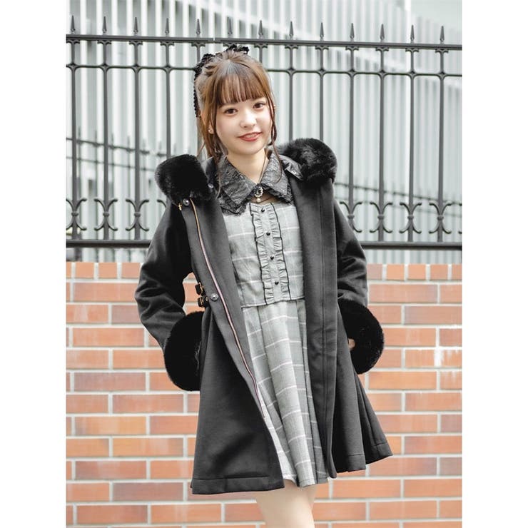 ロジータ ROJITA サイドベルトフーディーフレアコート