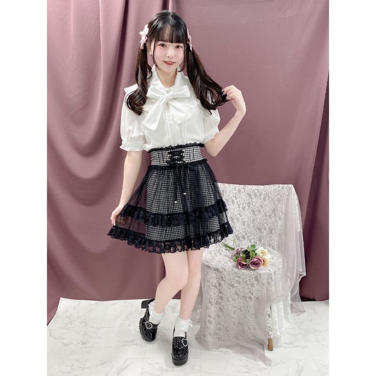 驚きの価格 ボウタイ付きダブルレース衿ブラウス[品番：RJTW0001162 トップス