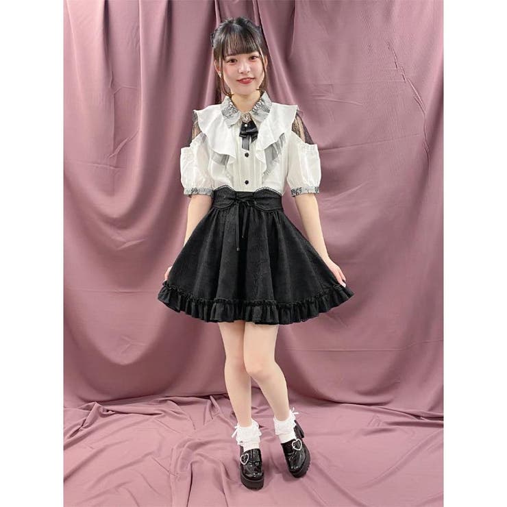 アルベロベロ　ぶたさん　パンジー柄　襟付き半袖ブラウス　コットン アルベロベロ ぶたさん パンジー柄 襟付き半袖ブラウス コットン