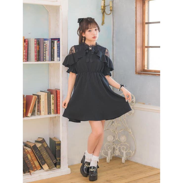 肩レースブローチ付きワンピース[品番：RJTW0001035]｜ROJITA
