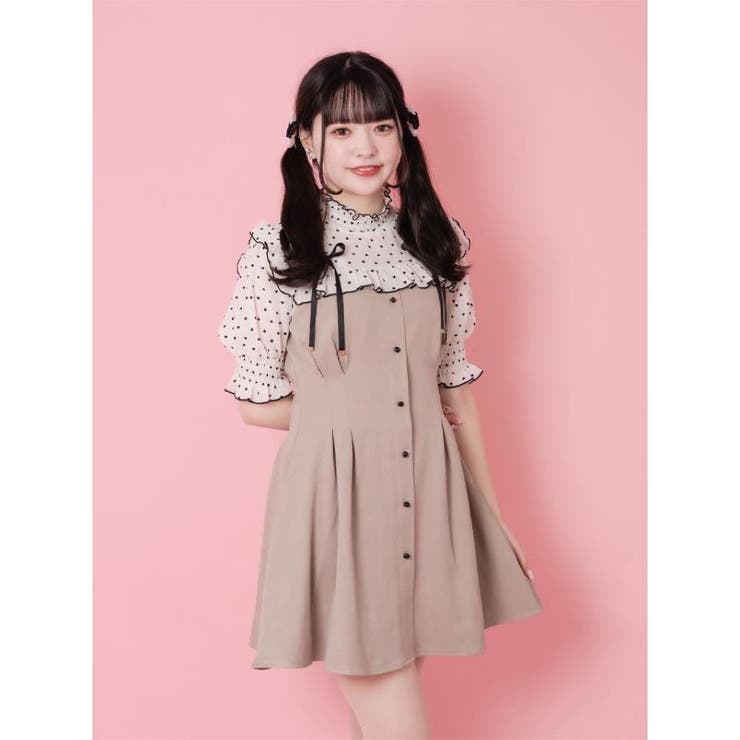 ROJITA ワンピース 半袖 ロジータ ROJITA 衿レーススリットシアー半袖ワンピース