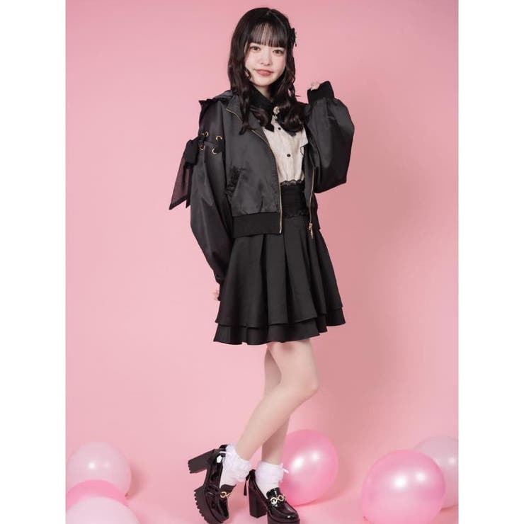 店内商品がすべてレジにて半額！！ フード付きレースアップショルダーブルゾン[品番：RJTW0000985 ジャケット・アウター