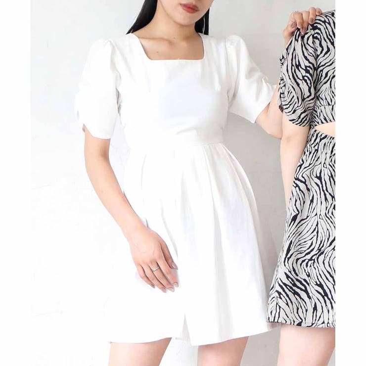 ホワイトバックオープンミニワンピース バックオープンミニワンピース[品番：RJTW0002162]｜ENVYM