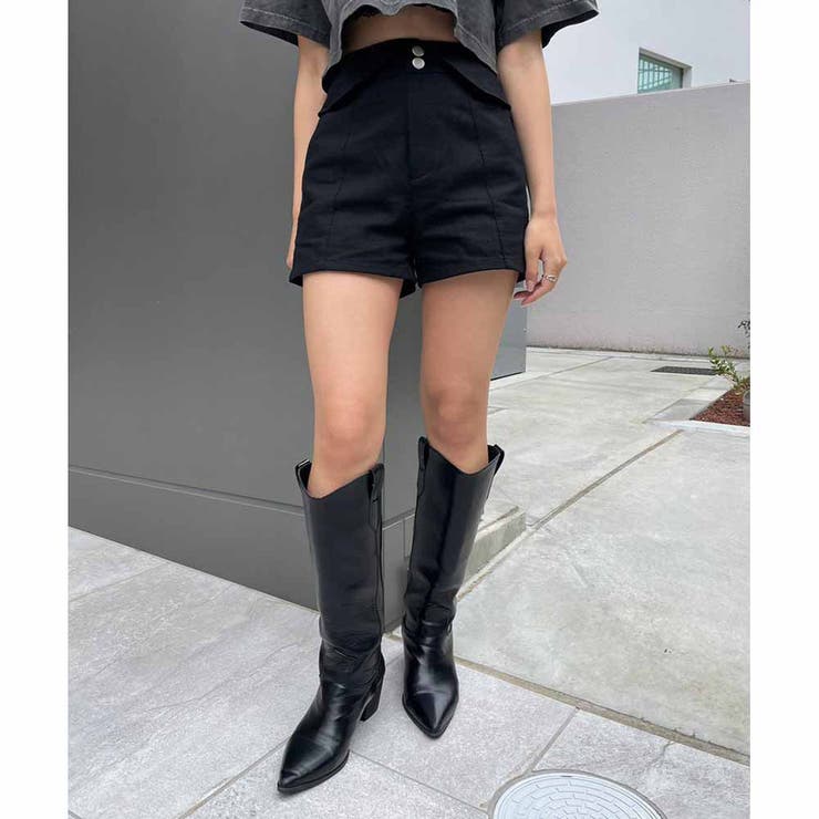 BLACK | HWウエストバックショートパンツ | ENVYM