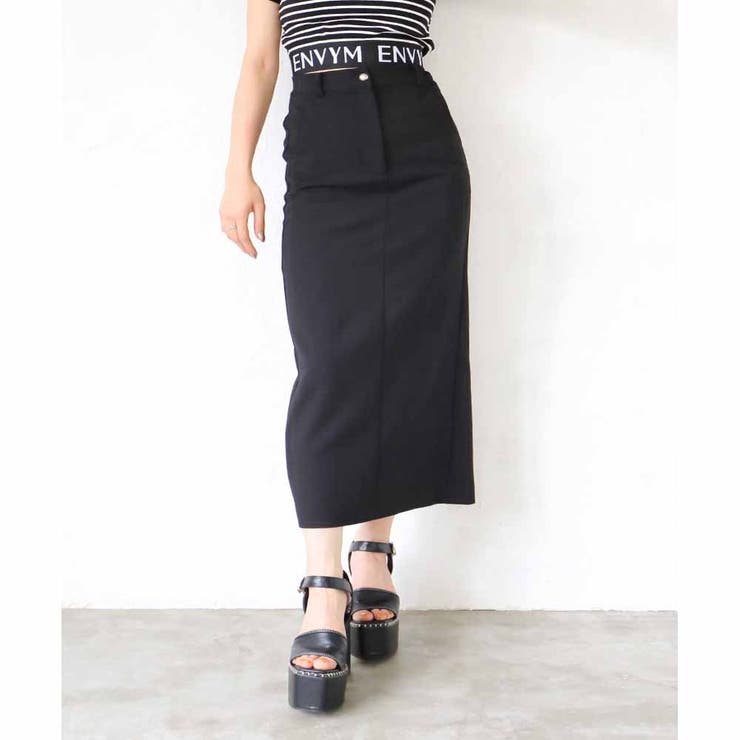 BLACK | ローウエストタイトロングスカート | ENVYM