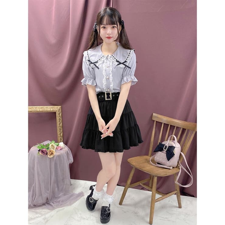 【新品】リズリサ　はしごレースリボンブラウス　ブラック はしごレースリボンブラウス ｜ LIZ LISA（リズリサ）公式通販