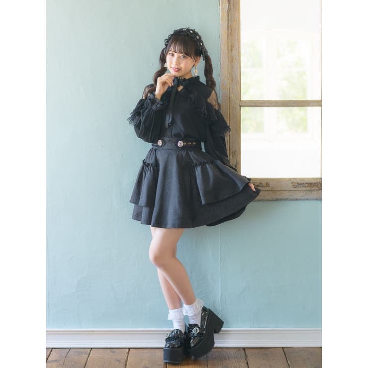 Wリボンレース切替ラッフルブラウス[品番：RJTW0001197]｜ROJITA