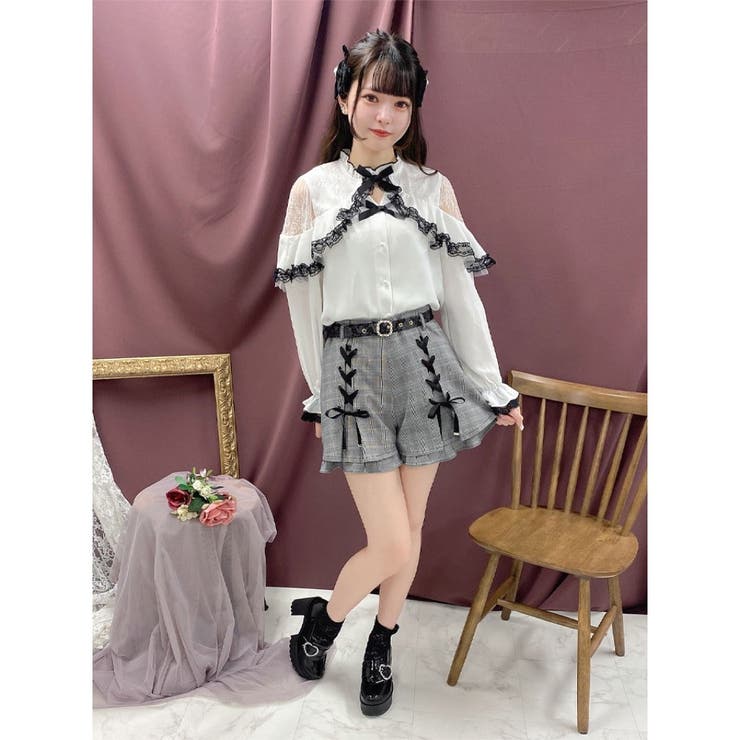 Wリボンレース切替ラッフルブラウス[品番：RJTW0001197]｜ROJITA