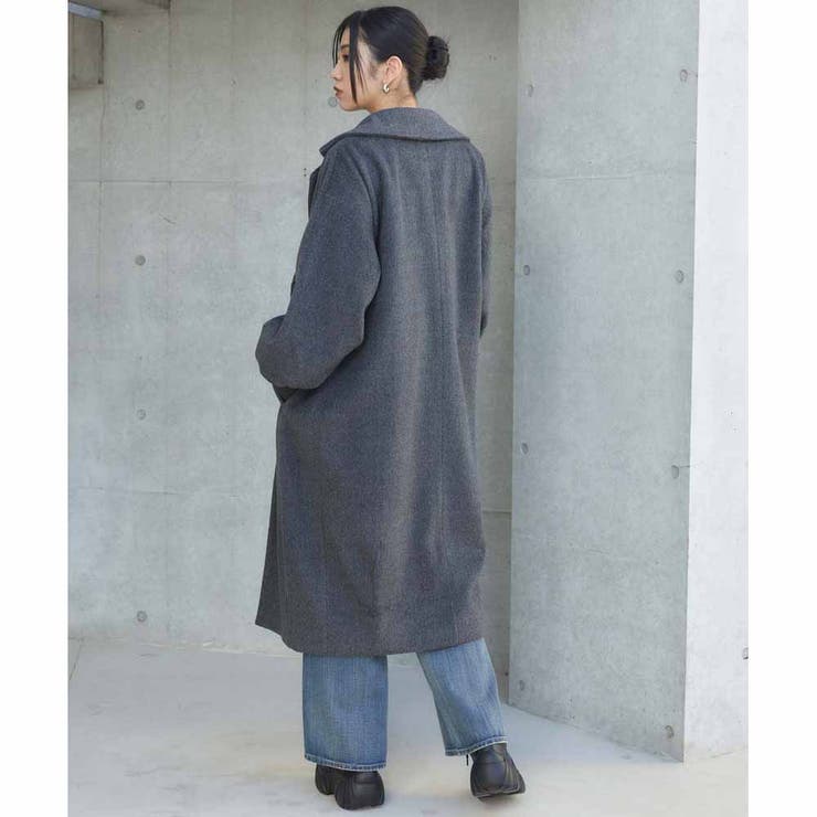 ENVYM グレー スタンドカラー ファーコート