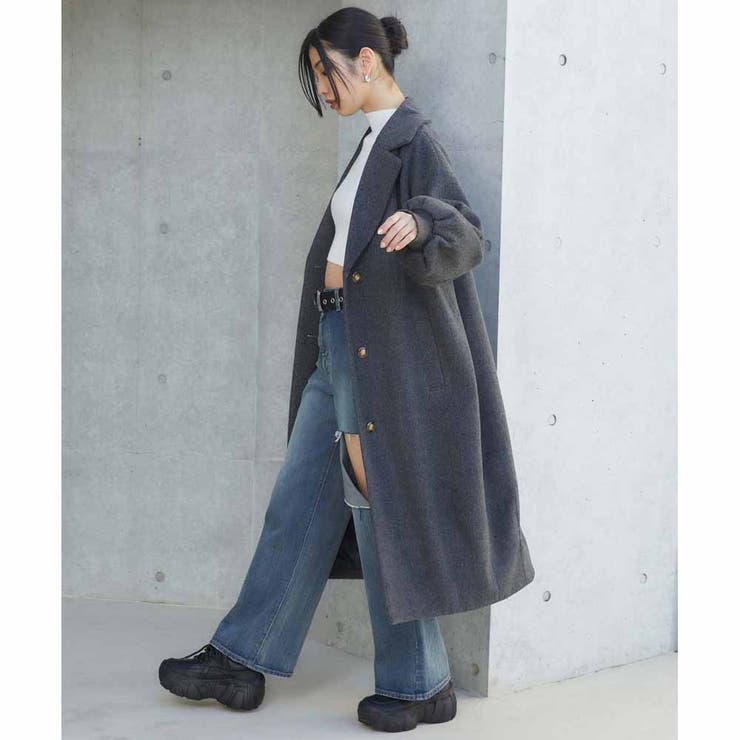 GRAY | リブスリーブコート | ENVYM