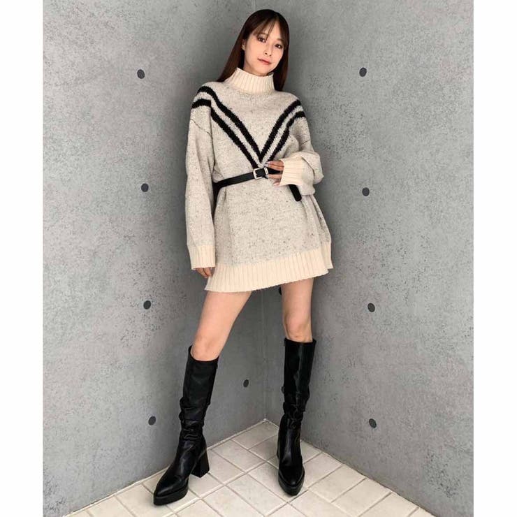 ANDREDAMO 売れ筋商品|||アンドレダモ ニット&セーター アウター レディース Sweaters Black A'GEM/9 × .kom『ACOVER/オコボ』CROPFIT TURTLE NECK LONG