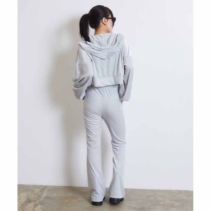 ベロアフレアパンツ セール☆2690円→990円 ベロアフレアラインパンツ レディース