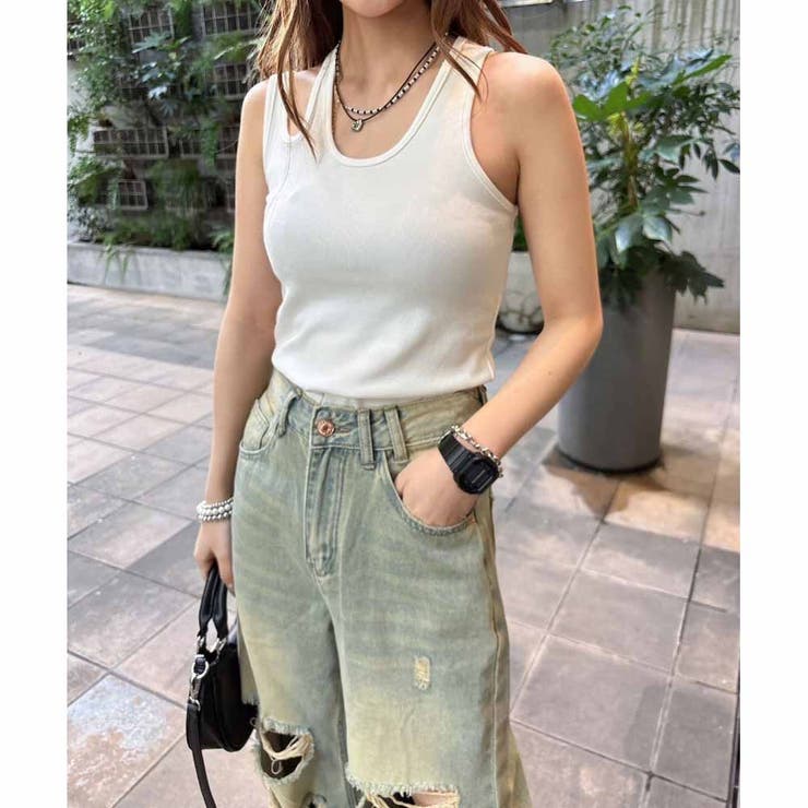 WHITE | アシメカットトップス | ENVYM