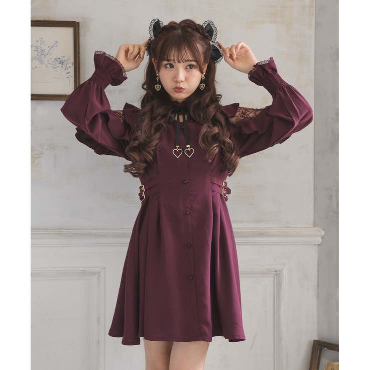 【本日限定価格】ROJITA ハートチャーム 肩透かし ラッフルワンピース ハートチャーム肩透かしラッフルワンピース[品番：RJTW0001311