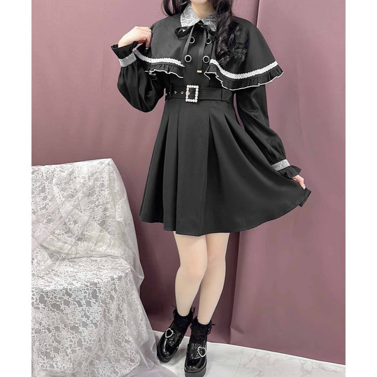 パールバックルケープワンピース[品番：RJTW0001444]｜ROJITA