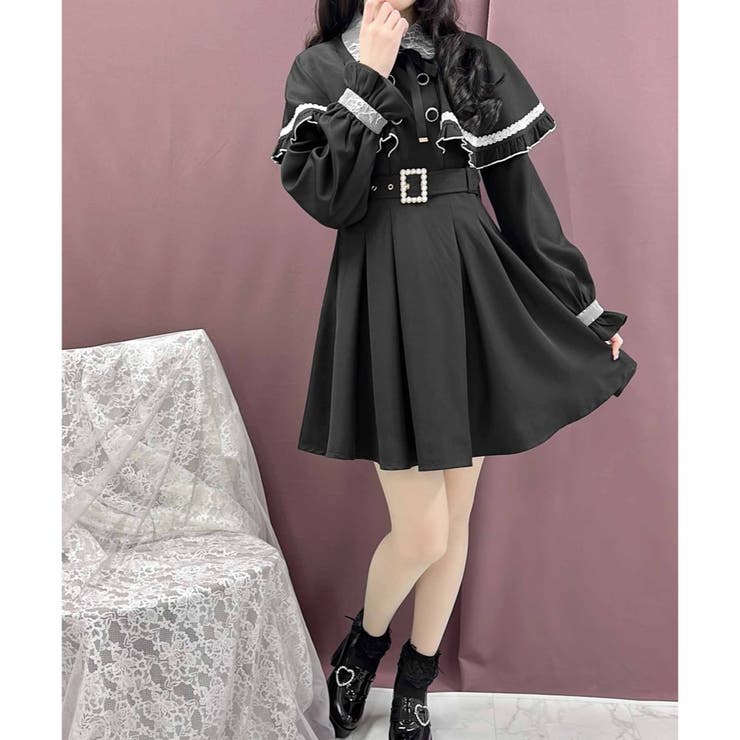 パールバックルケープワンピース[品番：RJTW0001444]｜ROJITA