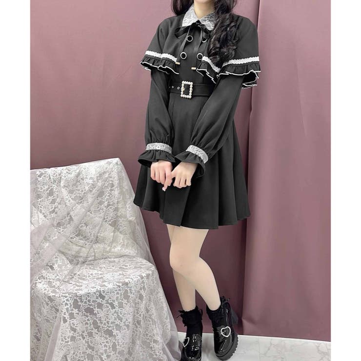 パールバックルケープワンピース[品番：RJTW0001444]｜ROJITA