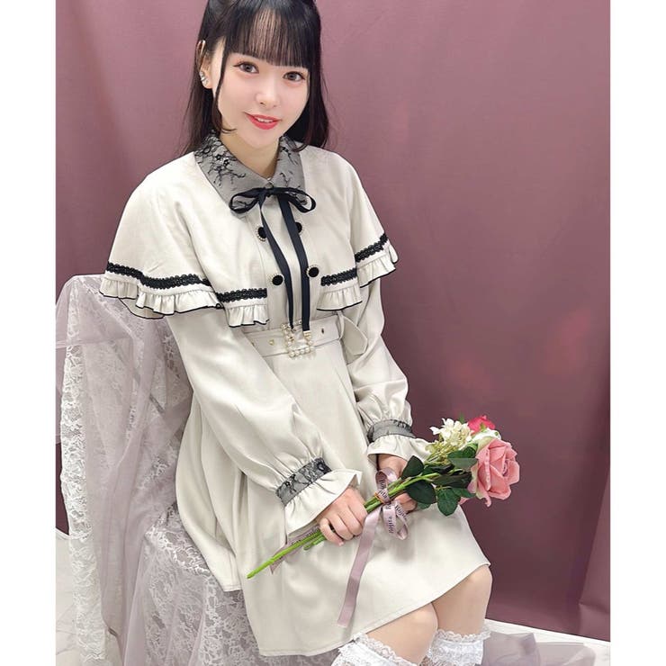 パールバックルケープワンピース[品番：RJTW0001444]｜ROJITA