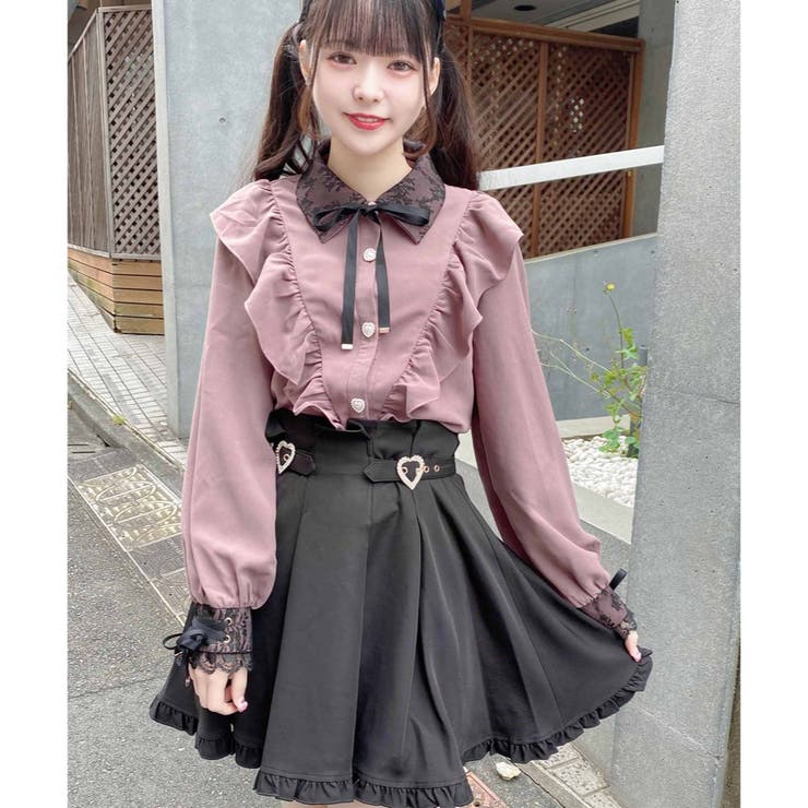 ハートビジュバックルフレアスカート[品番：RJTW0001356