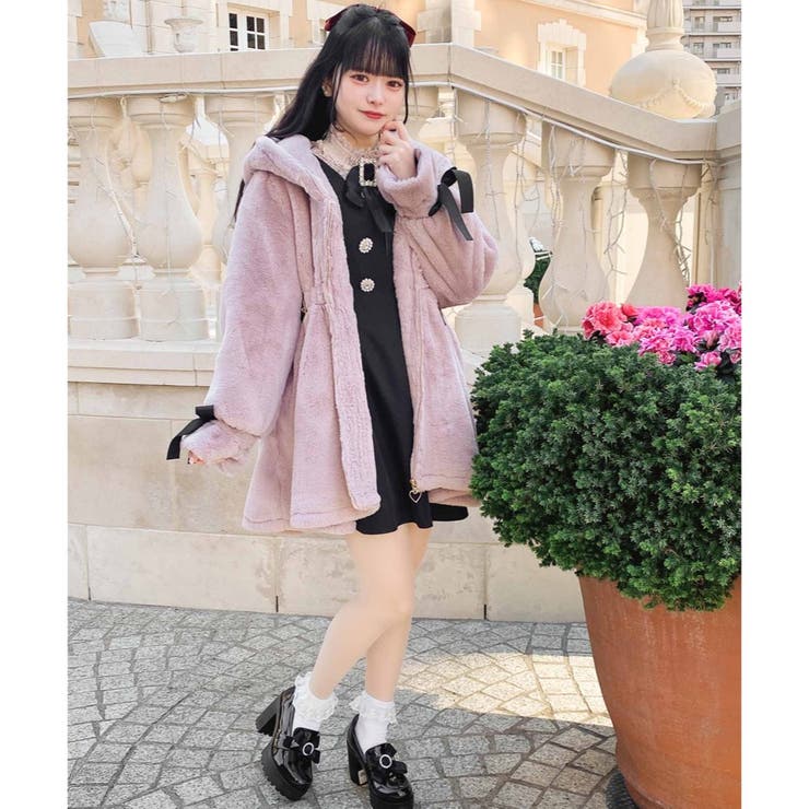 ロジータ ROJITA ファーティペット付きトリプルリボンコート