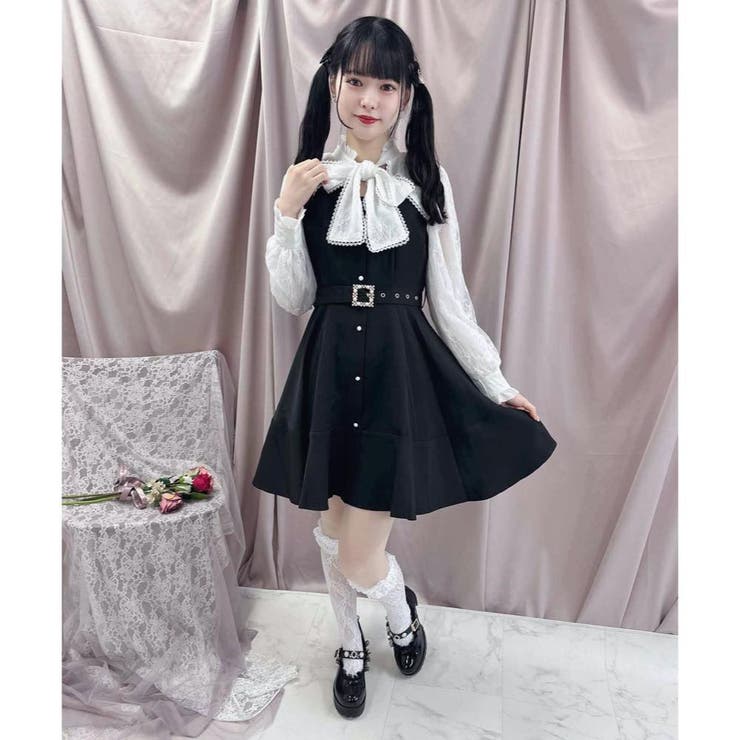 ベルト付きペプラムフレアワンピース[品番：RJTW0001525