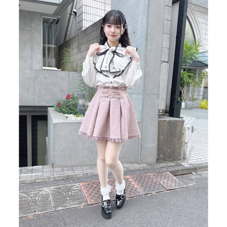 旧インポートレッドレーベル　ハーレクイン柄スカート レースボンディングハートリングベルトスカート[品番