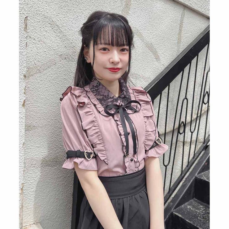 ROJITA 袖口ハートバックルベルトブラウス　ピンク ロジータ ROJITA ハートバックルチェーン付き長袖ブラウス