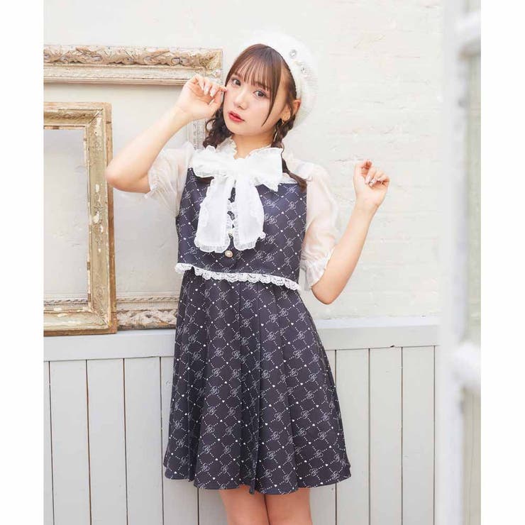 ROJITA BIGリボンRJモノグラムワンピース BIGリボンRJモノグラムワンピース[品番：RJTW0001642]｜ROJITA