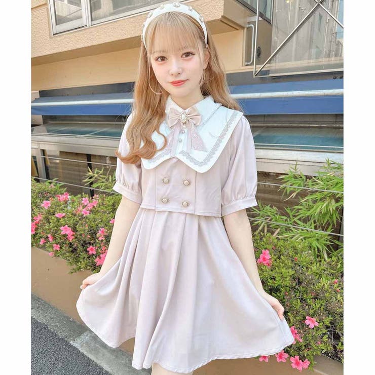 zechia シフォン　ワンピース　星　重ね着 セーラー重ね着風ワンピース[品番：RJTW0001658]｜ROJITA