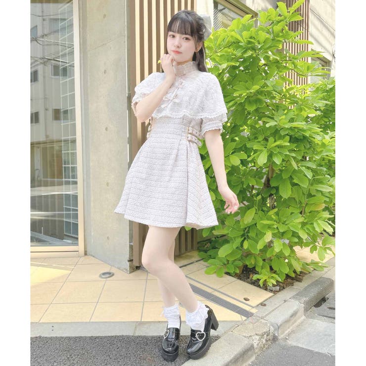ROJITA ケープワンピース ホワイト ロジータ ROJITA トリプルリボンツイードケープワンピース