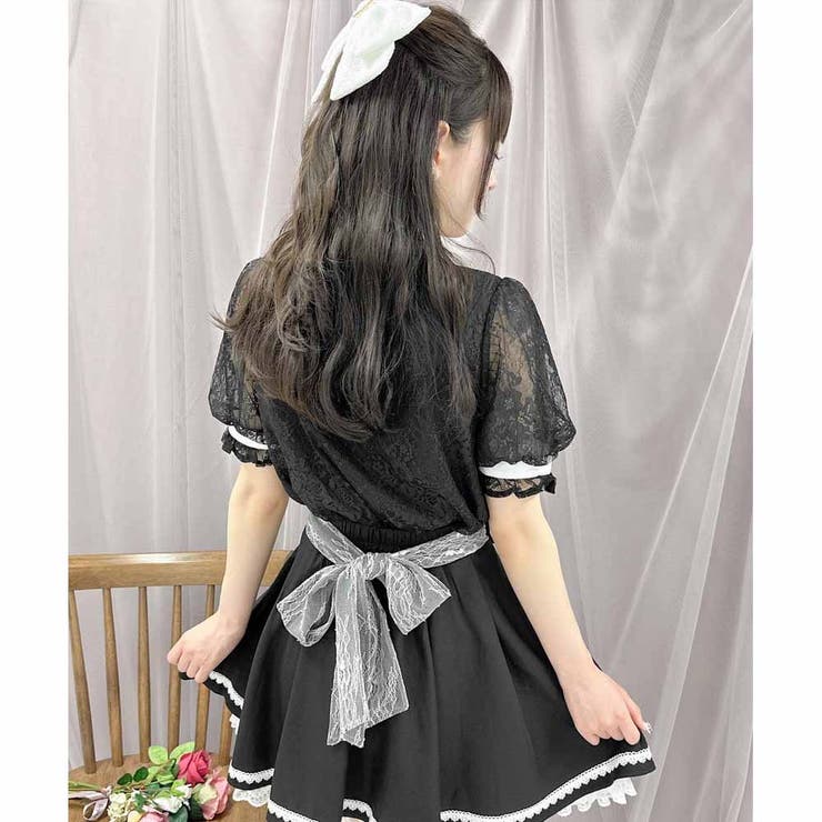 リズリサ チョコ バックリボン付きスカート チェーンベルト付タックフレアスカパン ｜ LIZ LISA（リズリサ