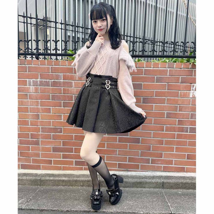 ハートビジュバックルフレアスカート[品番：RJTW0001796