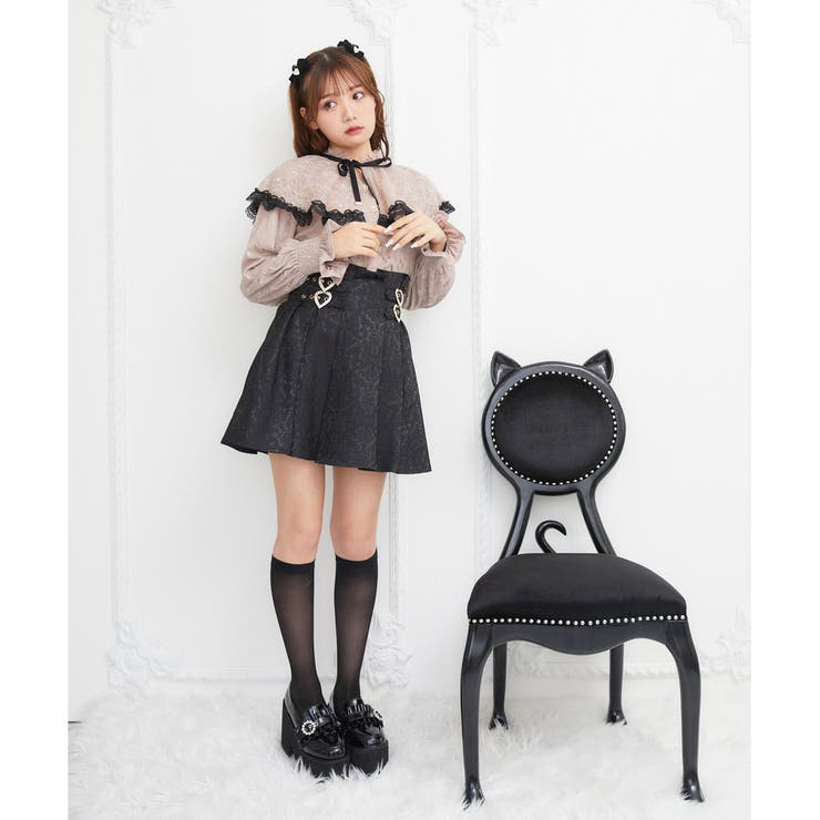 ハートビジュバックルフレアスカート♡着画アリ