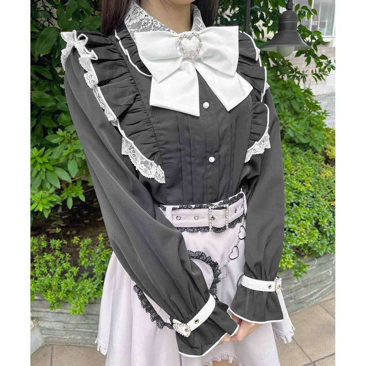 袖口ハートバックルベルトブラウス[品番：RJTW0001931]｜ROJITA