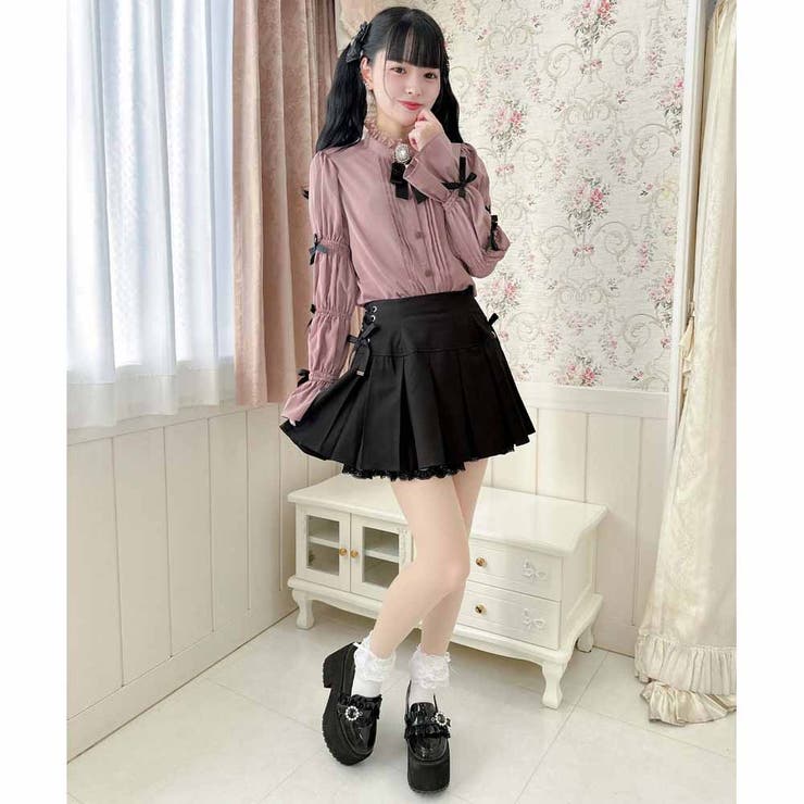 Triple Ribbon Jabot Shirring Blouse by Angelic Pretty
