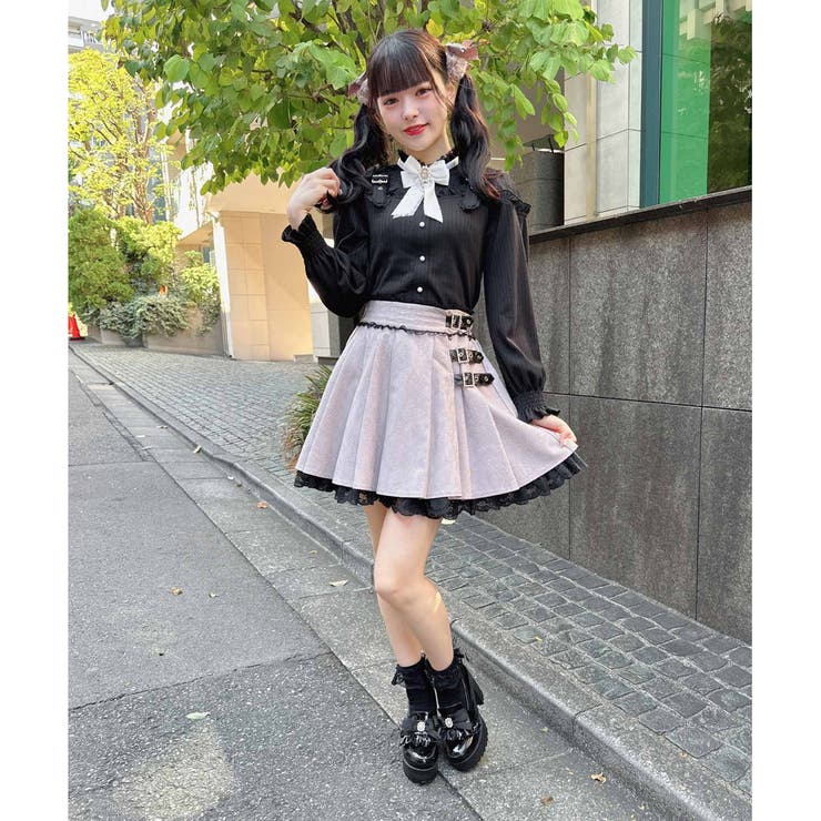 【関税込み】The Row レッド Corinna ミディアムスカート 総レースサイドバックルプリーツスカート[品番:RJTW0001934