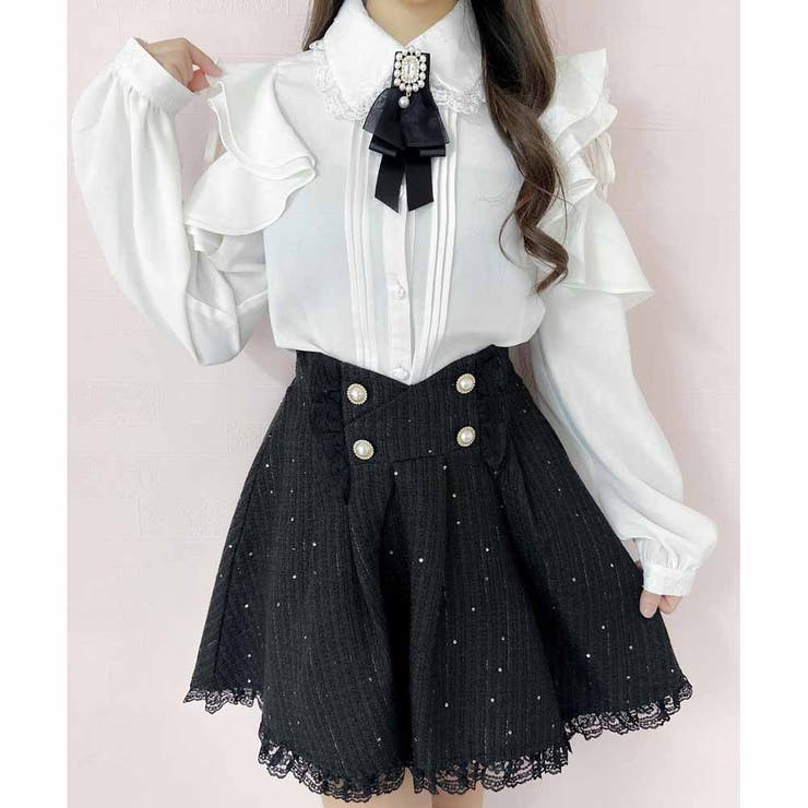 驚きの価格が実現！ レースカラーラッフルショルダーブラウス[品番：RJTW0002040 トップス