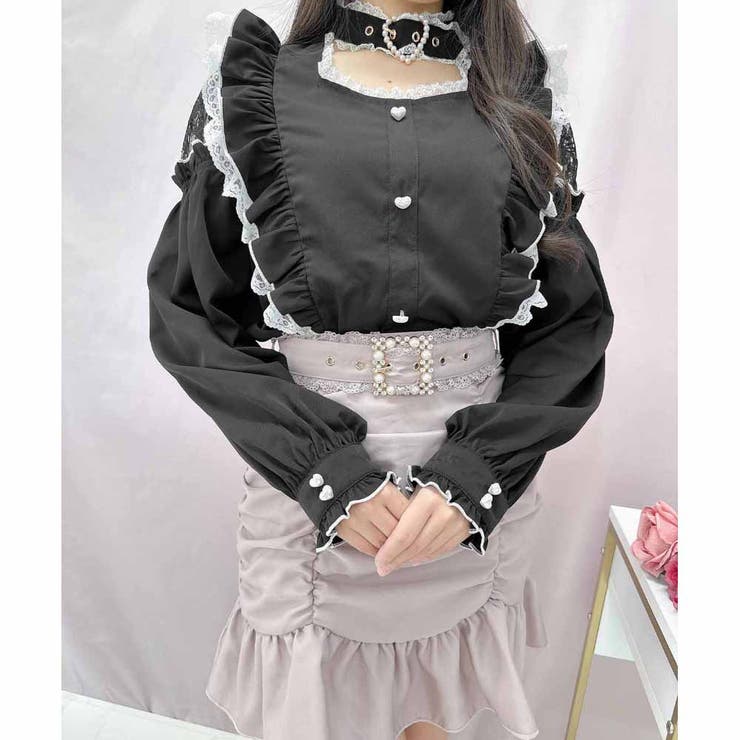 ハートバックル肩レースブラウス[品番：RJTW0002024]｜ROJITA