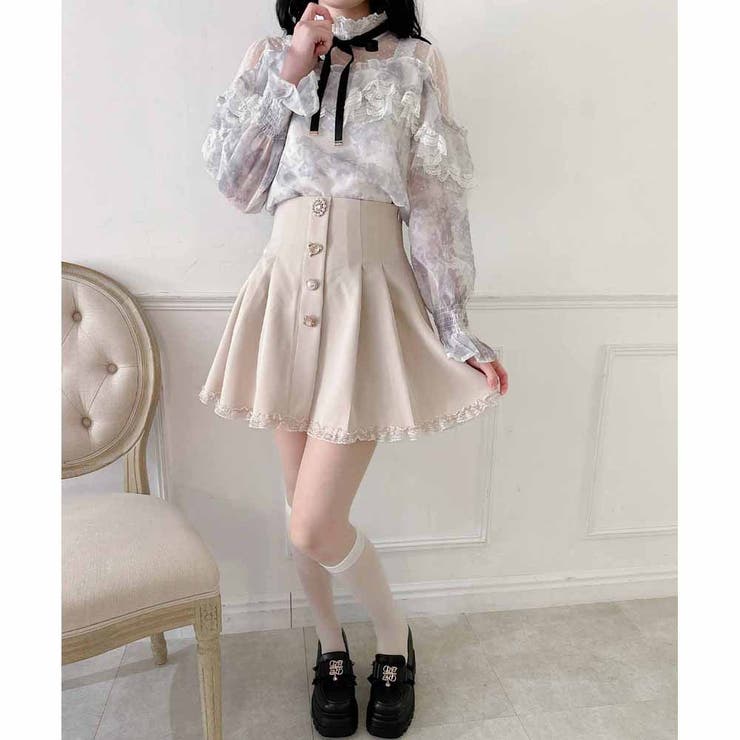 ロジータ　花柄　シフォンキャミソール　シアー　リボン　CUTE　フレア ロジータ ROJITA リボン柄セットアップ （ブラック