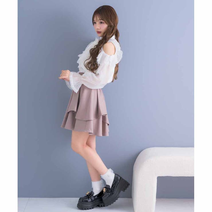 肩開きラッフルシアーブラウス[品番：RJTW0002062]｜ROJITA