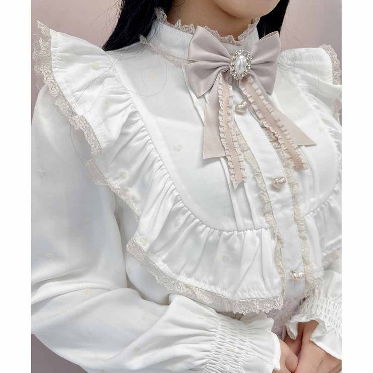 ♥ROJITA♥ ハート柄フロッキーブラウス ハート柄フロッキーブラウス[品番：RJTW0002084]｜ROJITA
