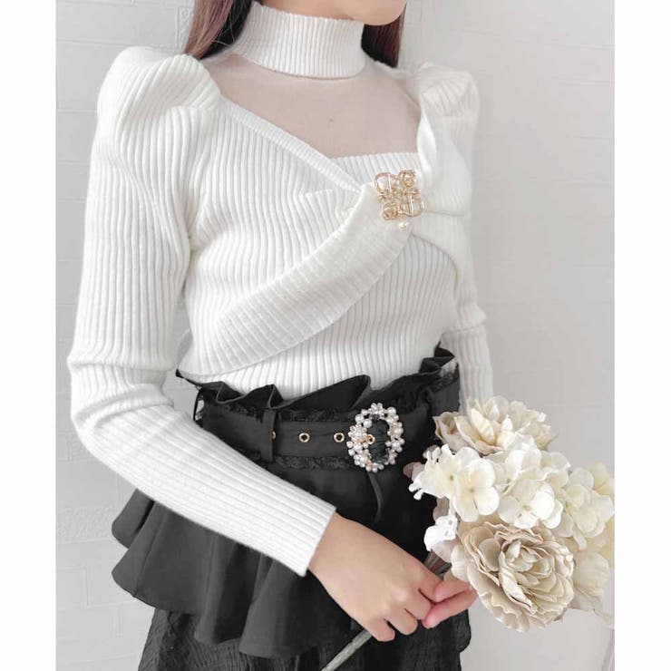 couture BY ROJITA シアーデコルテツイストリボンニット シアーデコルテツイストリボンニット | Rlab store