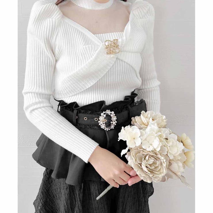 couture BY ROJITA シアーデコルテツイストリボンニット シアーデコルテツイストリボンニット | Rlab store