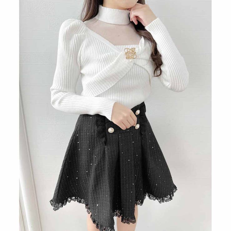 【couture BY ROJITA】シアーデコルテツイストリボンニット シアーデコルテツイストリボンニット | Rlab store