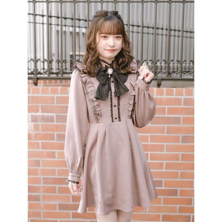【完売品❗️ROJITA】配色レーシースタンドカラーワンピース ロジータ ROJITA 配色レーシースタンドカラーワンピース