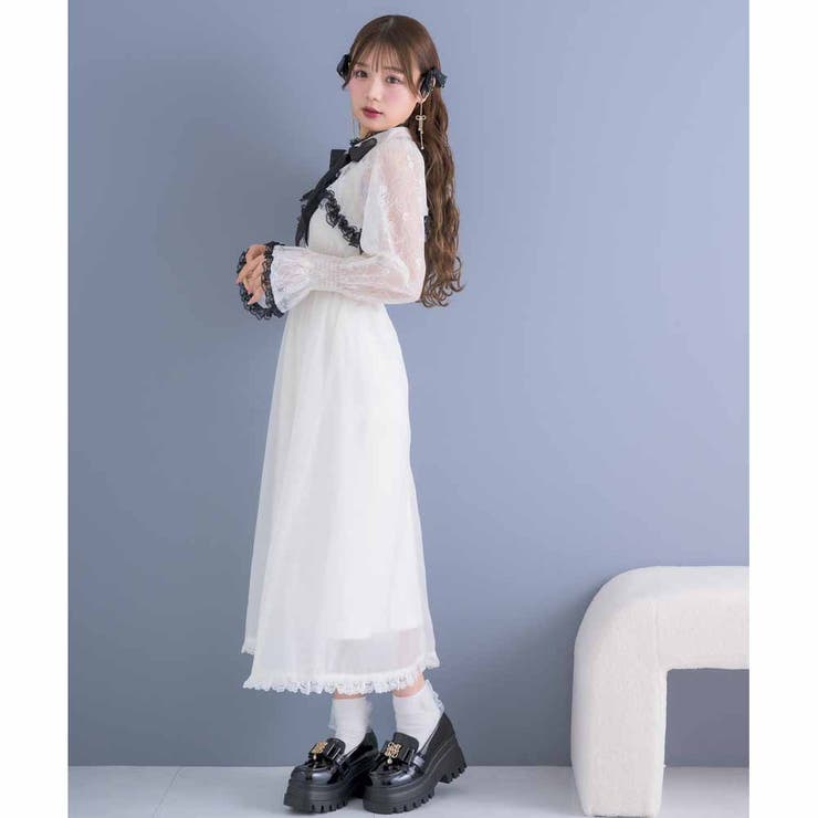couture BY ROJITA シアースリーブ半袖ロングワンピース パープル シアースリーブ半袖ロングワンピース[品番：RJTW0002137