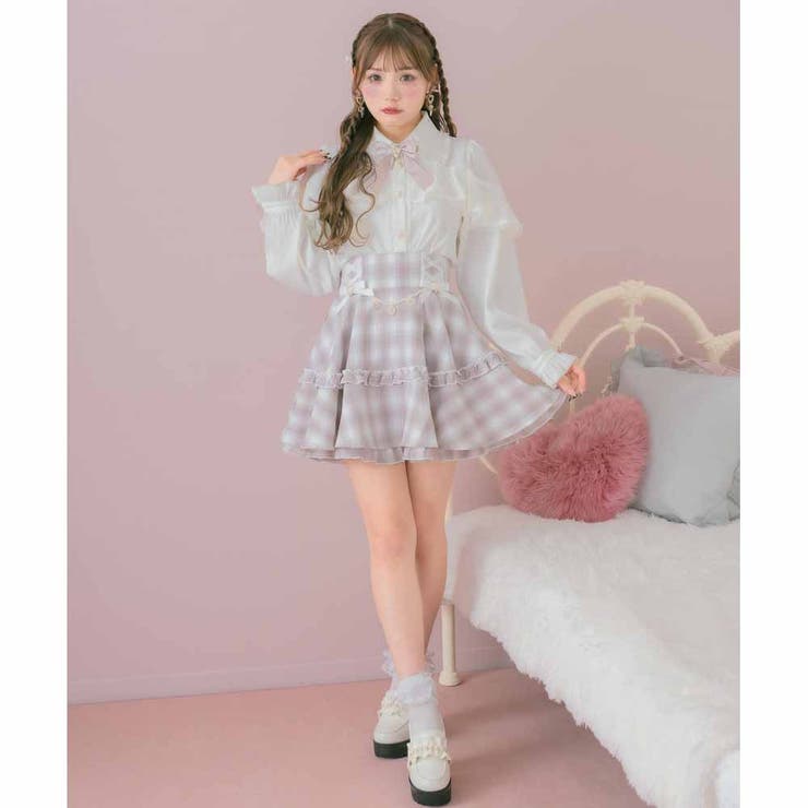 ★美品★ ROJITA ウエストレースアップ切替フレアスカート ★ ウエストレースアップ切替フレアスカート[品番：RJTW0002052